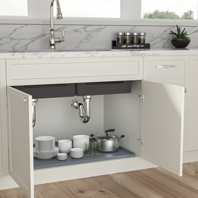 Silicone Drip Tray 31" X 22" Under Sink Trimmable Mat, Shelf & Drawer Liner For Kitchen, 1" H x 34" W x 22" D