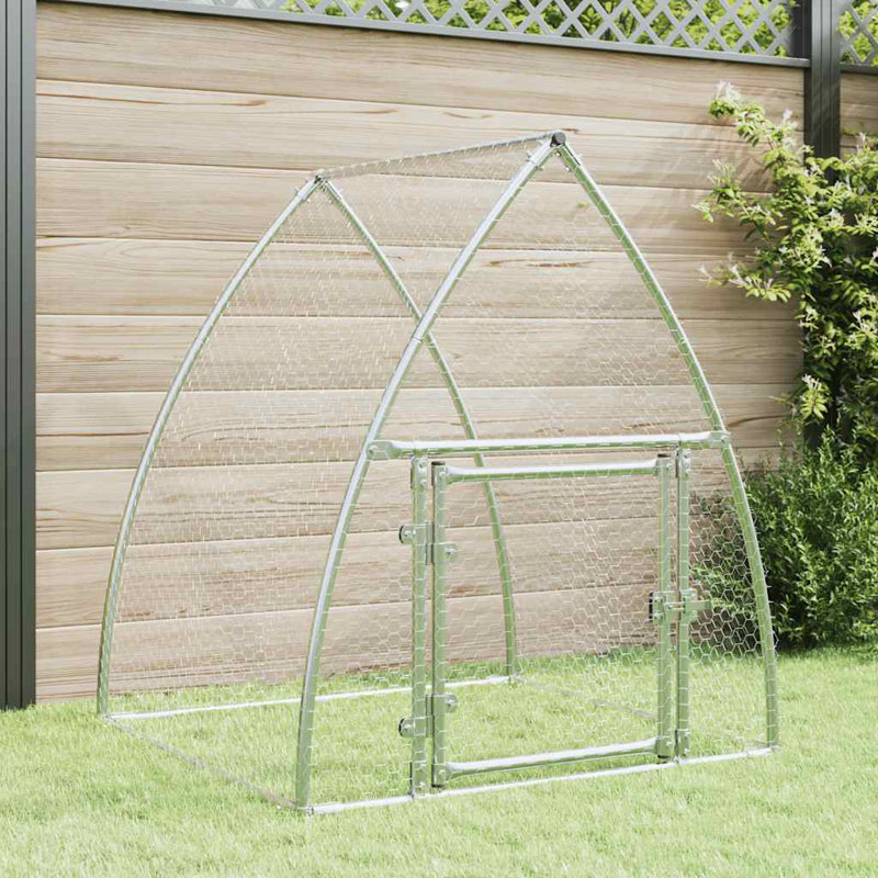 Chicken Cage Silver Galvanised Steel, 120cm H x 100cm W x 105cm D