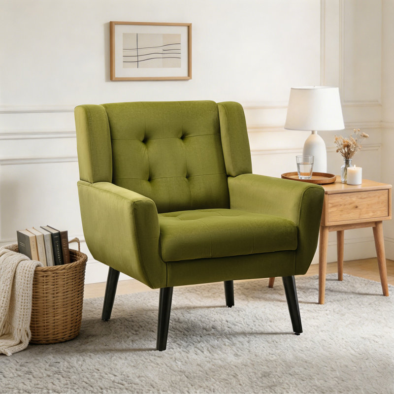 Fauteuil d'appoint Bolanle, Velours vert
