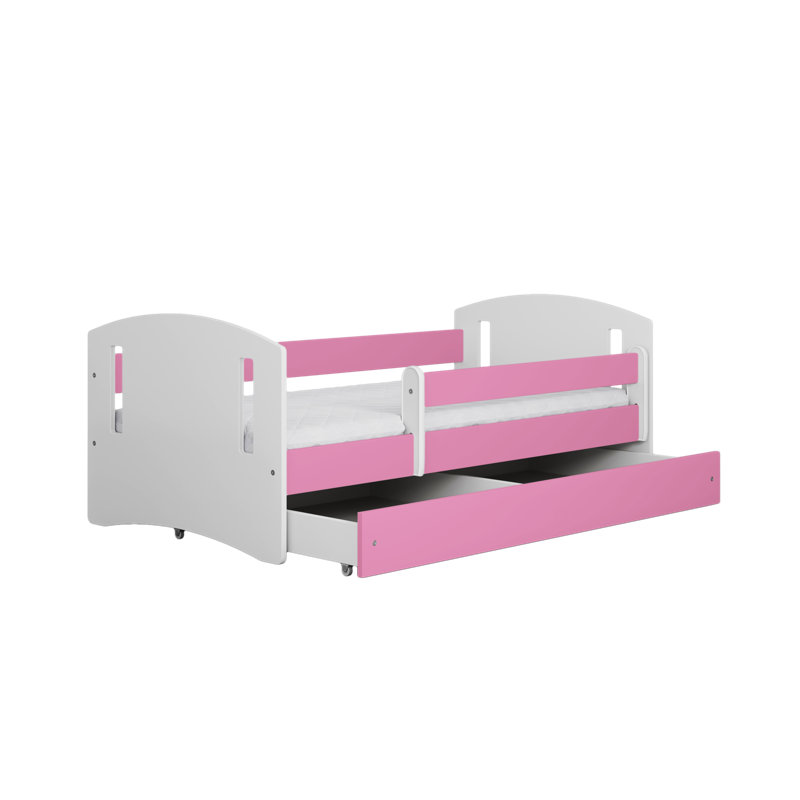 Hermes Drawer Convertible Bed and Mattress, European Toddler (80 x 160 cm), Pink