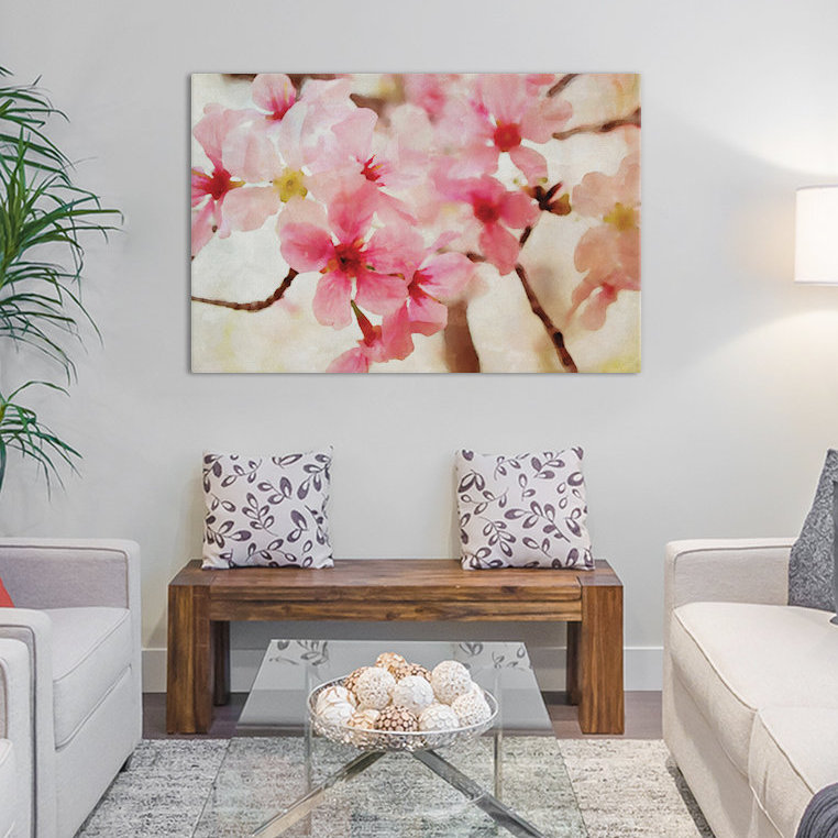 « cerise fleurs ii » par irena orlov, reproduction de photo sur toile tendue, H 12 po x l 18 po x P 1,5 po, Toile tendue