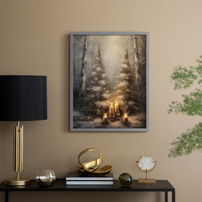 «Christmas Holiday Art Dxxxi», reproduction d'art encadrée - bois massif, Gris, H 30 po x l 24 po
