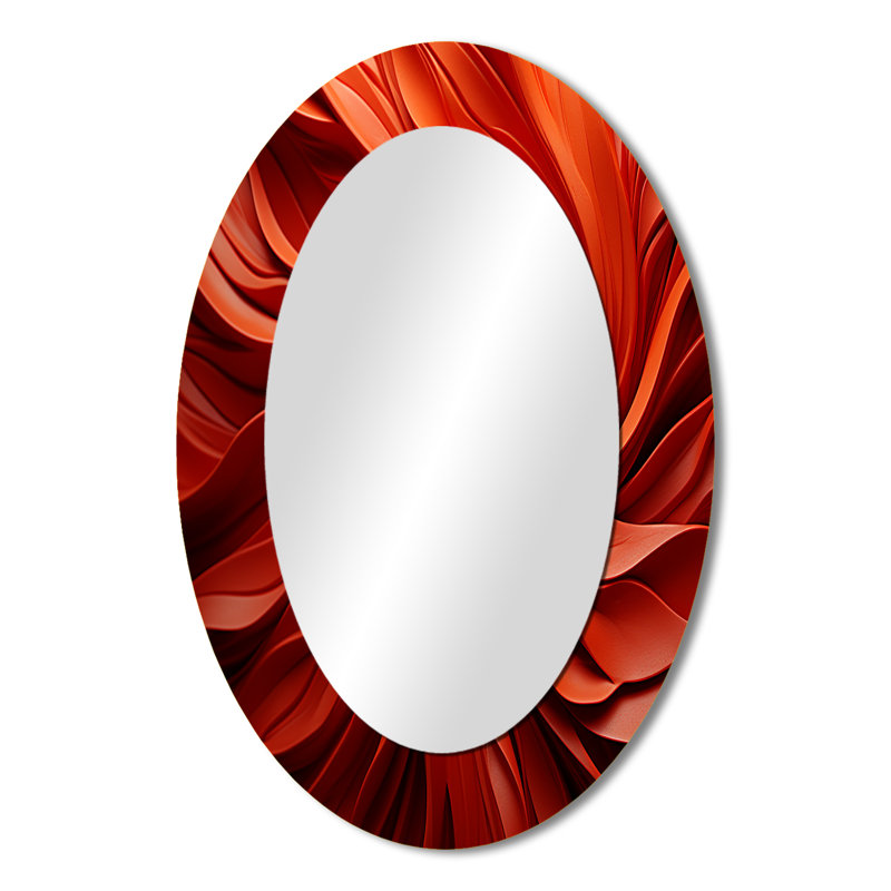 Miroir mural rouge moderne à spirale abstraite Dreamscape I, 36 po x 24 po