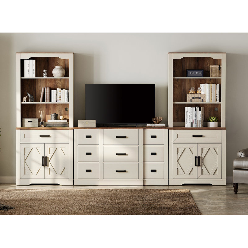 Console télé de style Mid-Century Laziza, Blanc