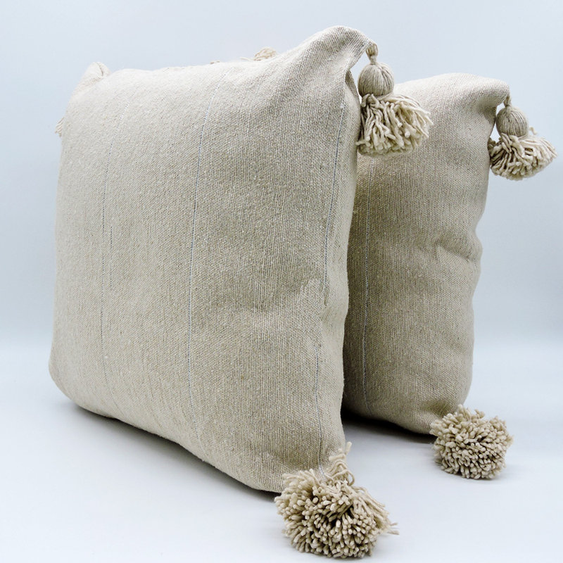 Square Indoor/Outdoor Pillow Cover, Beige/Silver