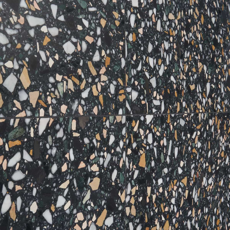 Terrazzo Italy Sacra 24x24 Honed Marble Tile, Cava Notte Black