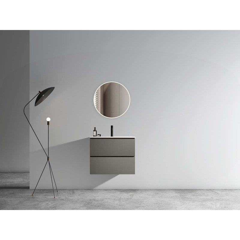 Meuble-lavabo luxueux avec rangement amélioré et design élégant, Gris