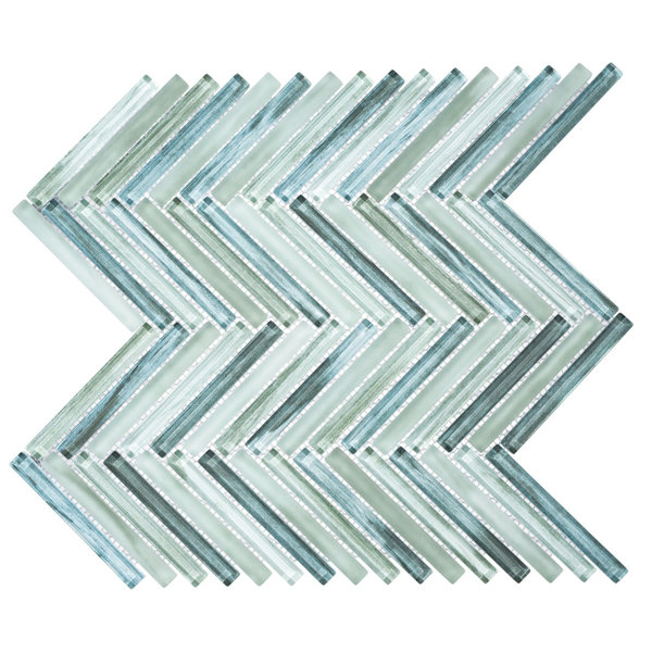 Moln 0.5-in. x 4-in. Glass Herringbone Wall & Floor Mosaic Tile
