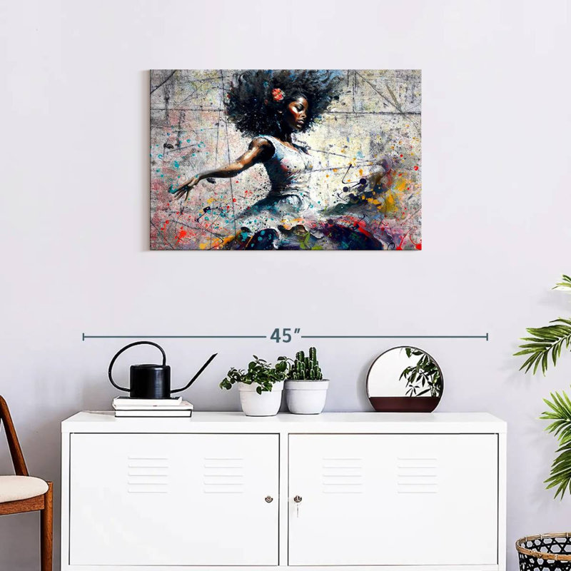 Danseuse africaine, H 20 po x l 30 po x P 1,25 po