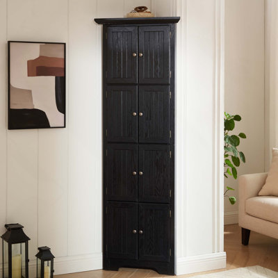 Armoire de salle de bain 4 niveaux à 4 niveaux avec 8 portes et tablettes pour salle de bain, salon, cuisine