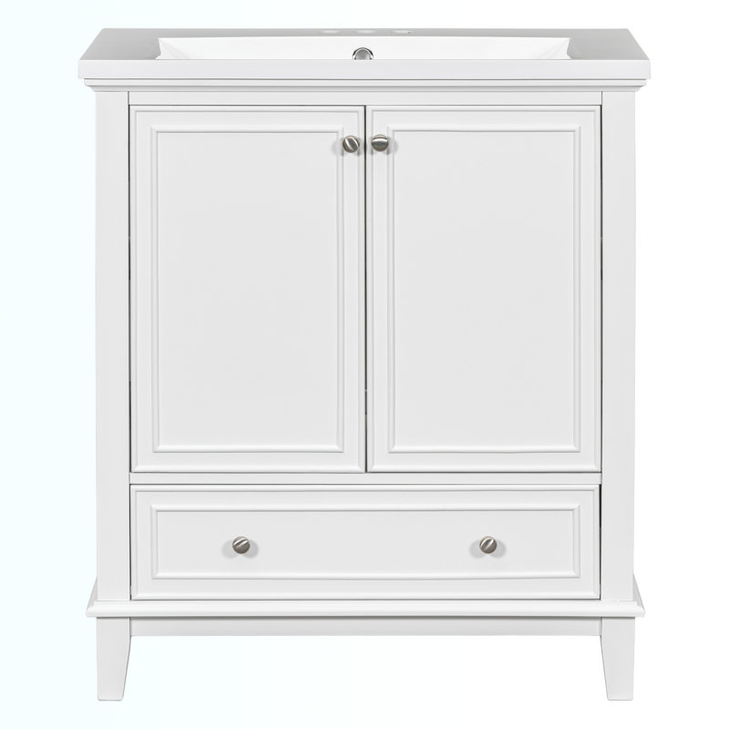 Shritan 30'' Single Bathroom Vanity with Ceramic Top, White