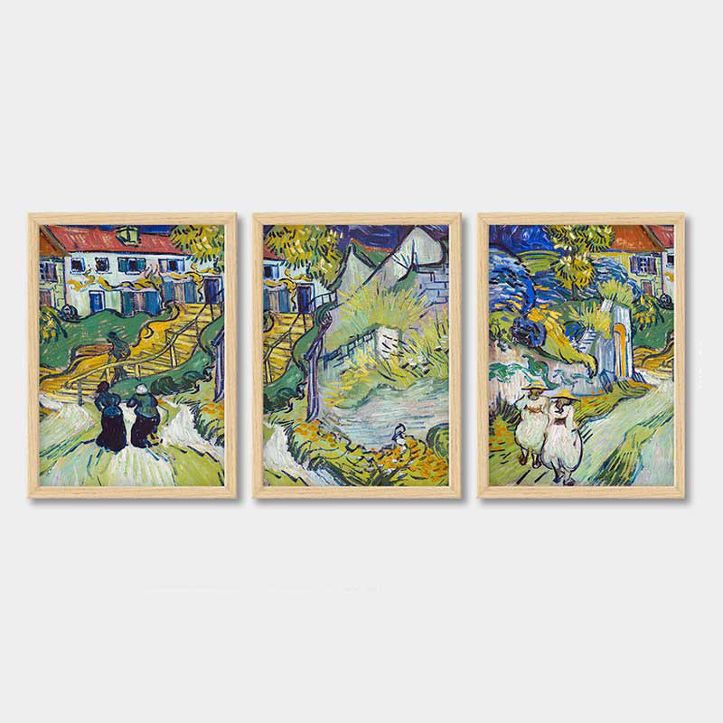 Ensemble de 3 peintures élégantes encadrées décoratives, 13,8 x 17,7 pouces chacune | 100% bois avec cadre 100% polystyrène (épaisseur: 0,8 pouce) | Impression numérique UV, parfaite pour le salon et la décoration intérieure