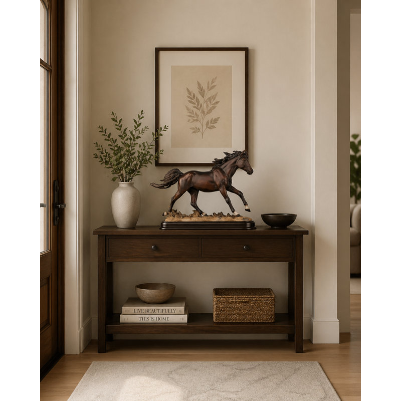 Dark Brown Galloping Horse Statue