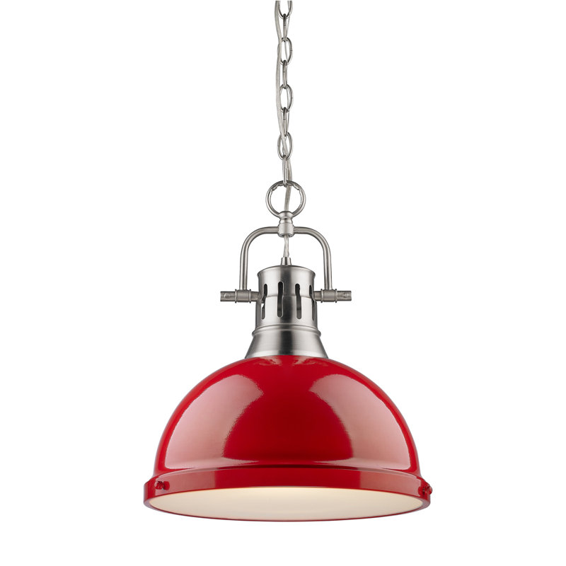 Luminaire suspendu en forme de dôme 1 lumière Alethia, Rouge, Étain