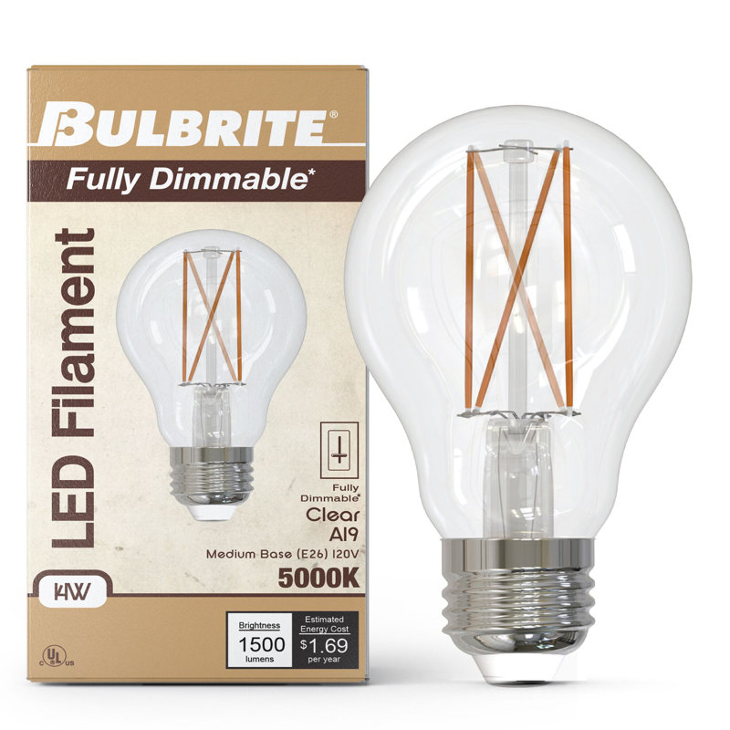 Ampoule A19 à intensité variable de 14 watts avec finition en verre transparent et base moyenne (E26)