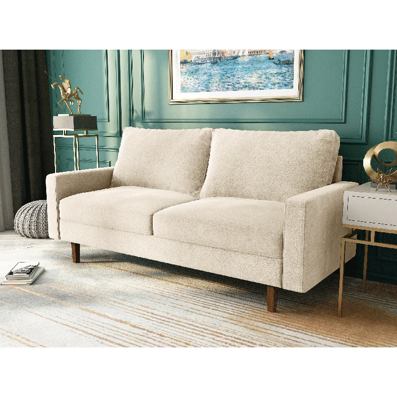 Jo 70" Square Arm Sofa, Ivory Velvet