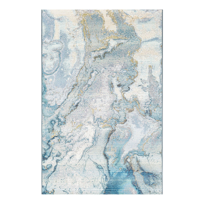 Keazia Washable Abstract Indoor / Outdoor Rug, Rectangle 4'1" x 6'1"