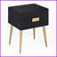 Table basse compacte noire et dorée avec 2 tiroirs, multi-usage pour les petits espaces-1028903835