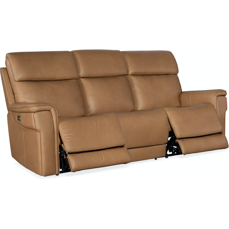 MS Zero Gravity Power Sofa with Power Headrest and Lumbar, Brown Genuine Leather