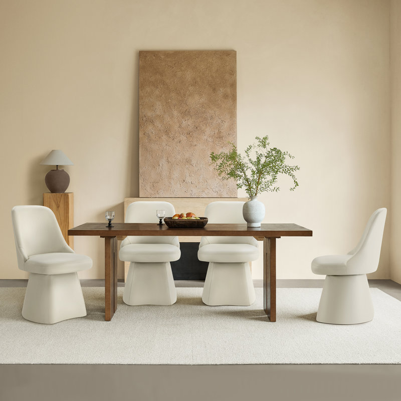 Chaise pivotante rembourrée en tissu, Beige