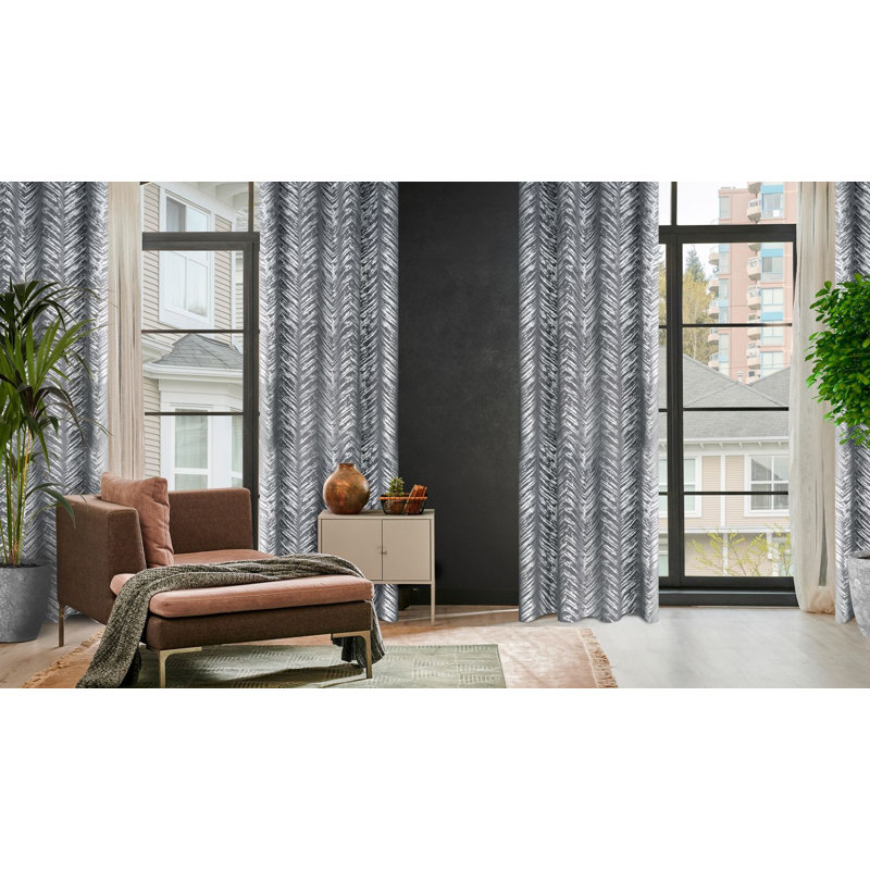 Adelya Blackout Curtains Single Panel, Steel