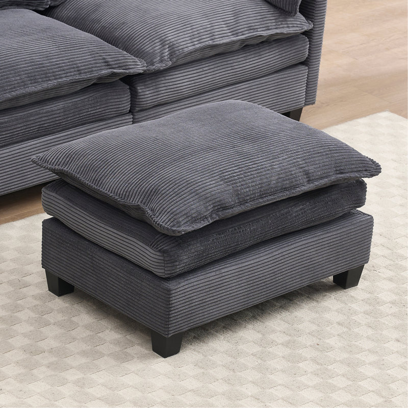 Comfortable Ottoman In Velvet（ONLY ONE OTTOMAN), Dark Gray