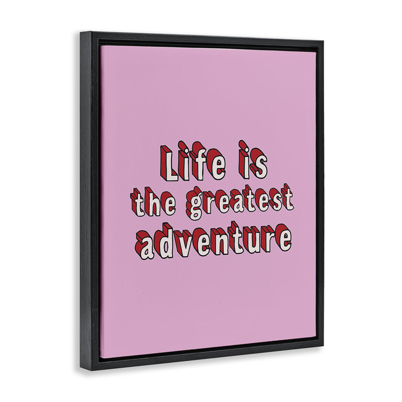 «Greatest Adventure on Pink», art mural sur toile flottante par Louise Carey, H 31 po x l 25 po, Cadre flottant gris lustré