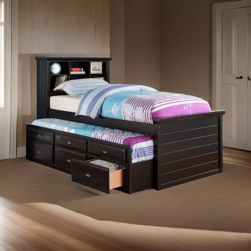 Grantley Kids Twin with Trundle with Drawers, Black