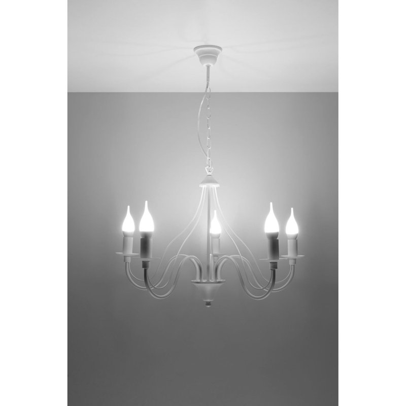 Elnora 5 - Light Candle Style Chandelier, White