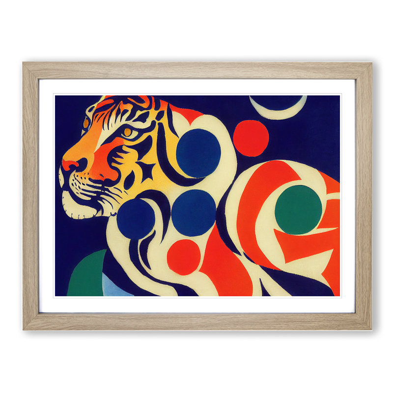 Abstract Tiger Vol.2 - Framed Print, 25cm H x 34cm W x 2cm D, Oak Framed