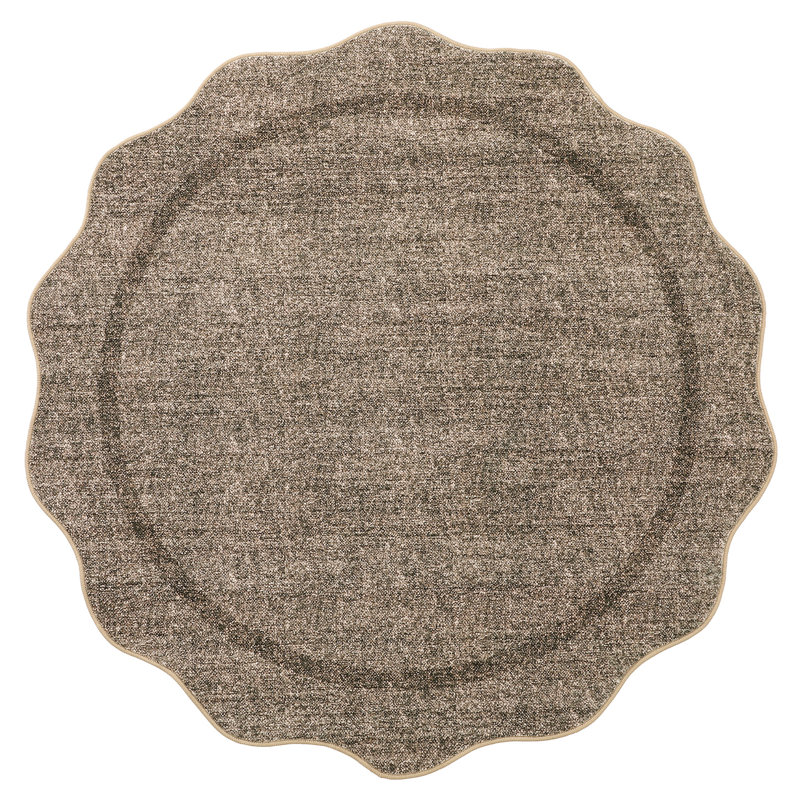 Scalloped Area Rugs Non-Slip Bordered Floor Mats, Non-Shedding Soft Low Pile Modern Accent Rugs, Washable Farmhouse Indoor Carpet for Living Room, Bedroom, Office