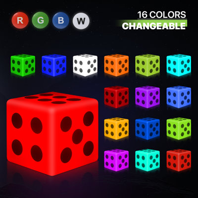 6" LED Square Cube Lamp Tabletop RGB Color Changing Rechargeable Night Light Waterproof with Remote Control Plug-In Integrated LED Outdoor Table Lamp