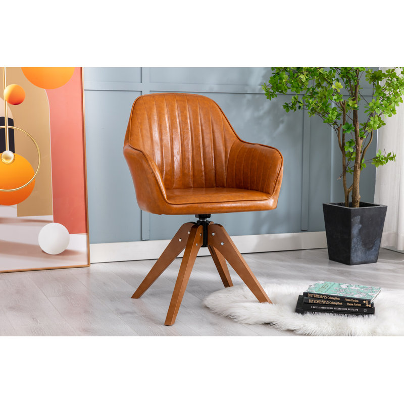 Fauteuil pivotant rembourré Oran, Brun