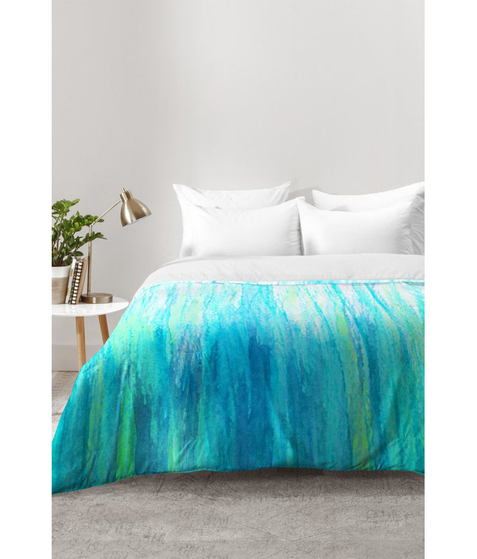 Ensemble d'édredon aquarelle bleue, Édredon pour lit simple TG + 1 taie décorative