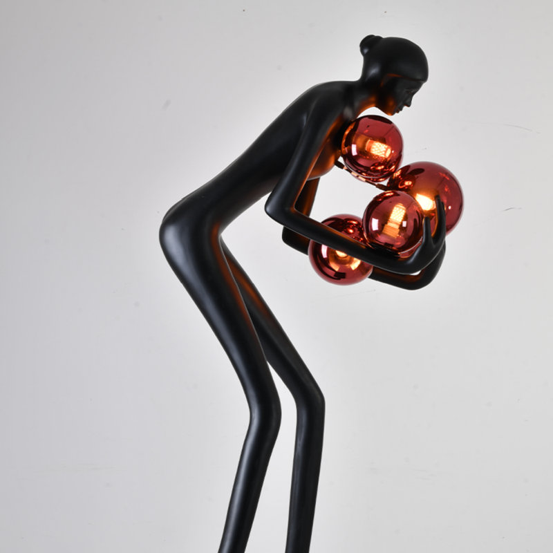 75'' Black Novelty Floor Lamp, Red