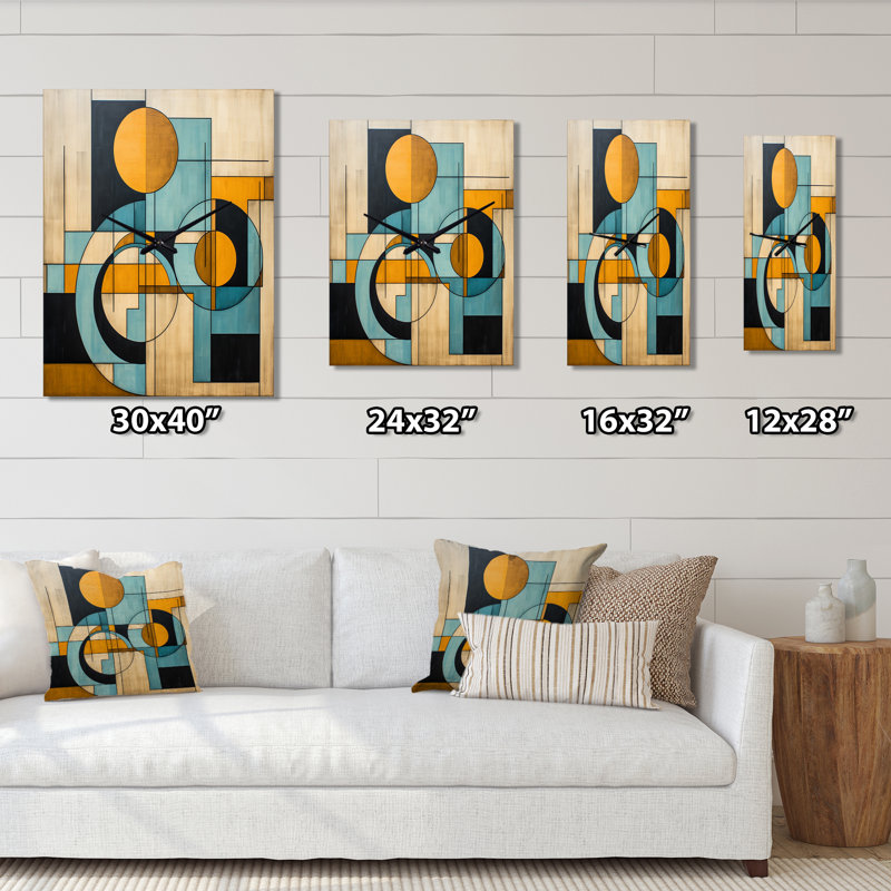 Serendipity Abstract Mid-Century Geometrics - Horloge murale abstraite Mid-Century, H 28 po x l 12 po x P 1 po
