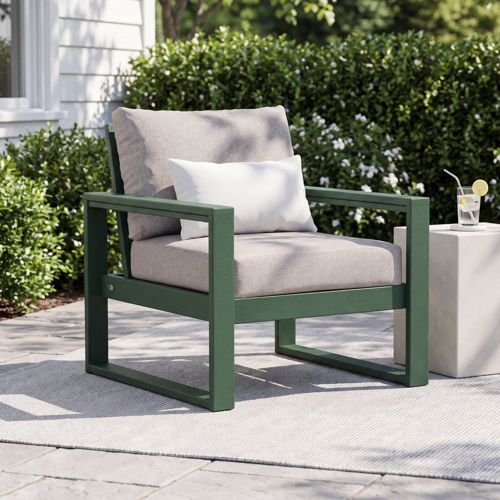 Edge Patio Lounge Chair, Weathered Tweed/Green