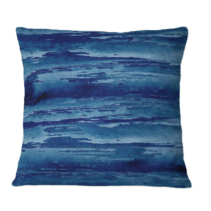 Coussin abstrait à imprimé abstrait bleu classique I, 16 po x 16 po