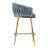 26'' Counter Height Bar Stools Set Of 2 Kitchen Island Counter Bar Stool With Hand- Wave Back, Golden Chromed Base And Footrest(BLUE)