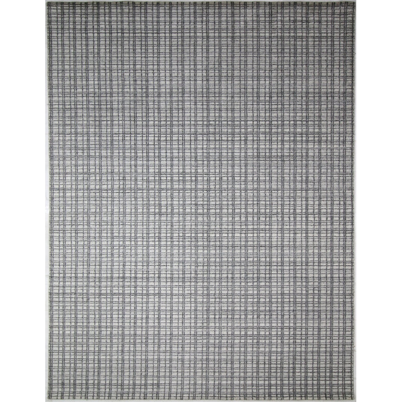 Tapis | Tapis gris tissé à la main en laine et bambou gris, Rectangle de 5 pi x 8 pi