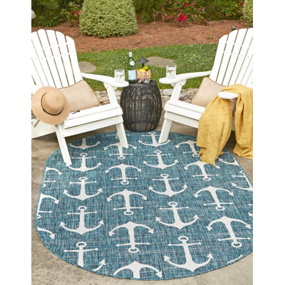 Glidden Rectangle Geometric Polypropylene Plastic Rug