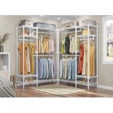 Timate P6 Medium Clothes Rack Closet Organizer System Set Wall Mounted Fits  Space 5.3-8.3 ft, Black