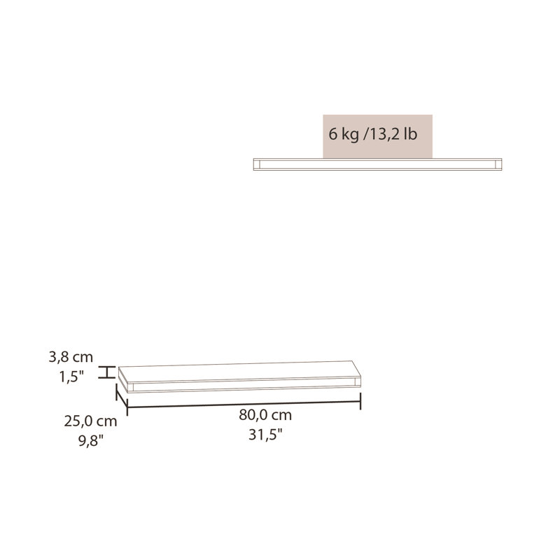 Floating Shelf, Beige