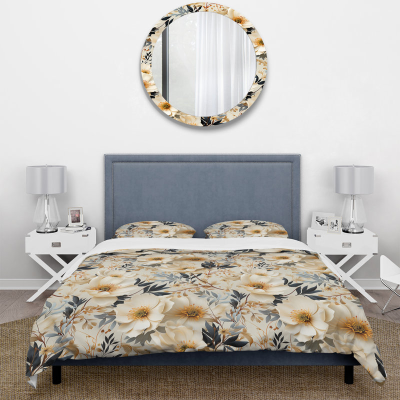 Ensemble de housse de couette Autumn Boho Chic Poppy Blooms II - Floral, Housse de couette pour très grand lit et 2 très
