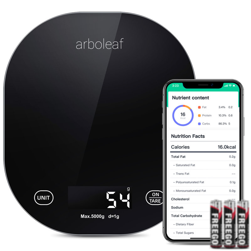 Arboleaf - Smart Food Scale, 22lb Digital Kitchen Scale with App, Nutrition Calculator - Black