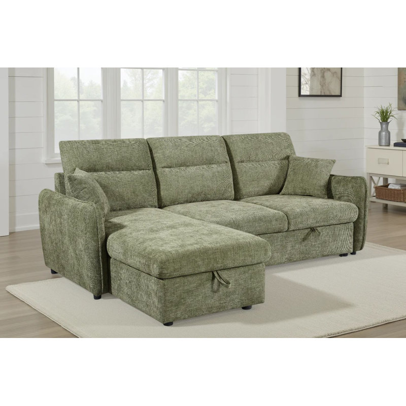 4 Seater Sofa Bed, Left Hand Facing, Green