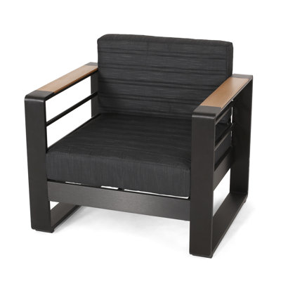 Resplendent Club Chair - Metal & Wood, Water- Cover, Slat Gleam Design Aluminum, Water-, Stable , 32.06"W X 24.12"H