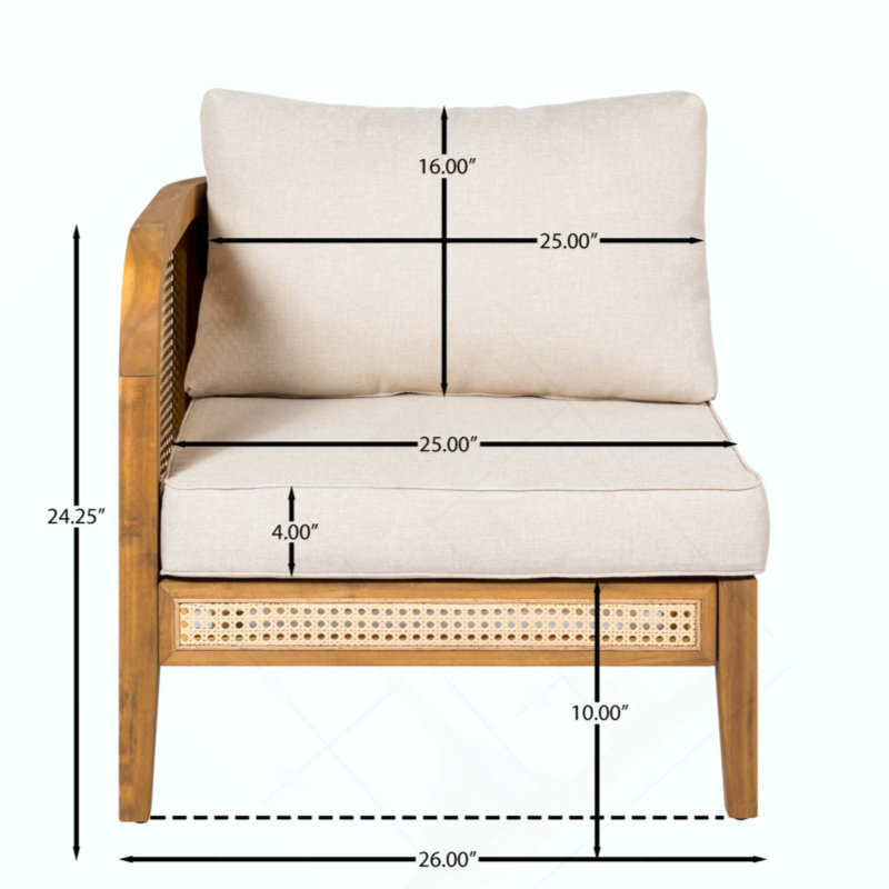 Fauteuils d'extérieur durables en bois d'acacia et en canne de plastique avec coussins épais pour une assise confortable, idéal pour les balcons et les jardins