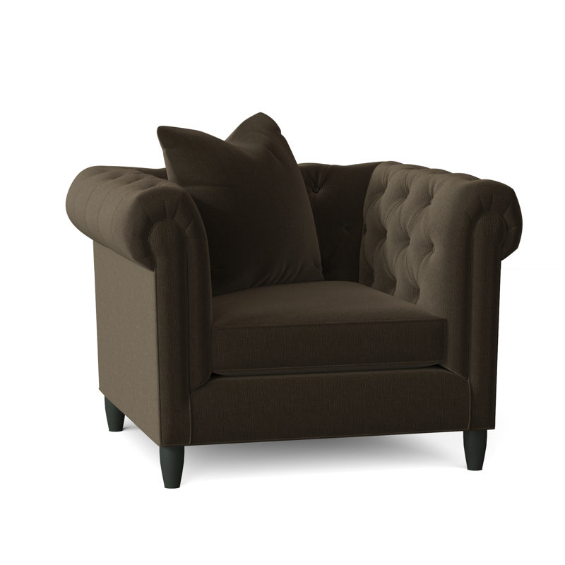 Caspar Upholstered Chesterfield Chair, Heavenly Olive Chenille