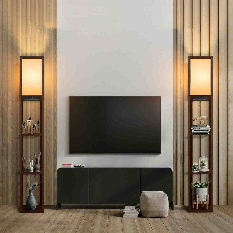 Rejeania 160cm Column Floor Lamp, Walnut